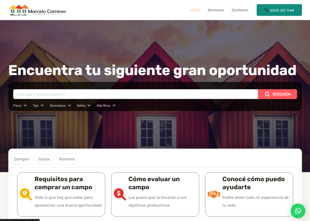muestra del sitio web de Marcelo Caminos - Murúa Dev